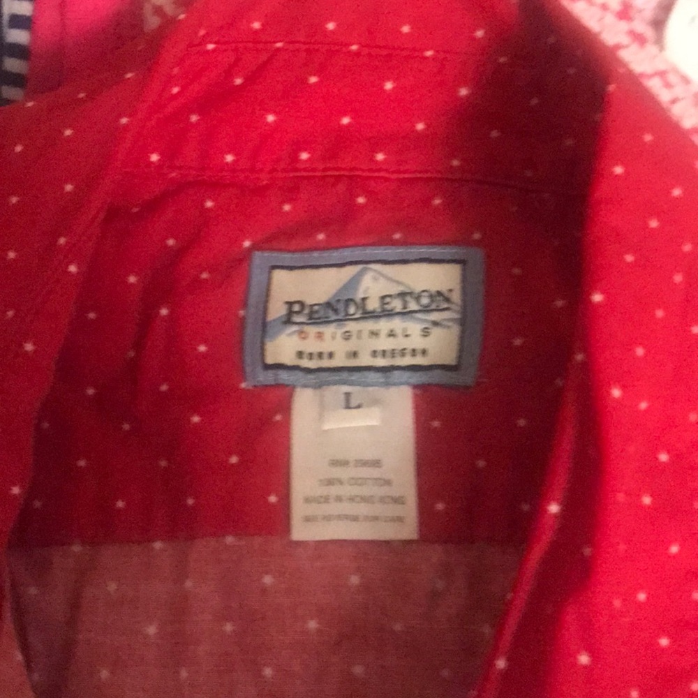 Sleeveless button down Pendleton red/white dots